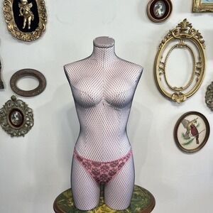 Victoria's Secret Vintage Women's XS Pink Damask Lace-Up Thong